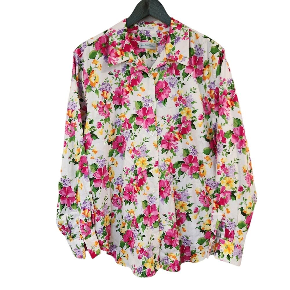 Vintage Mark Fore & Strike‎ Women's Top Blouse 14 Floral Garden Cottage Core